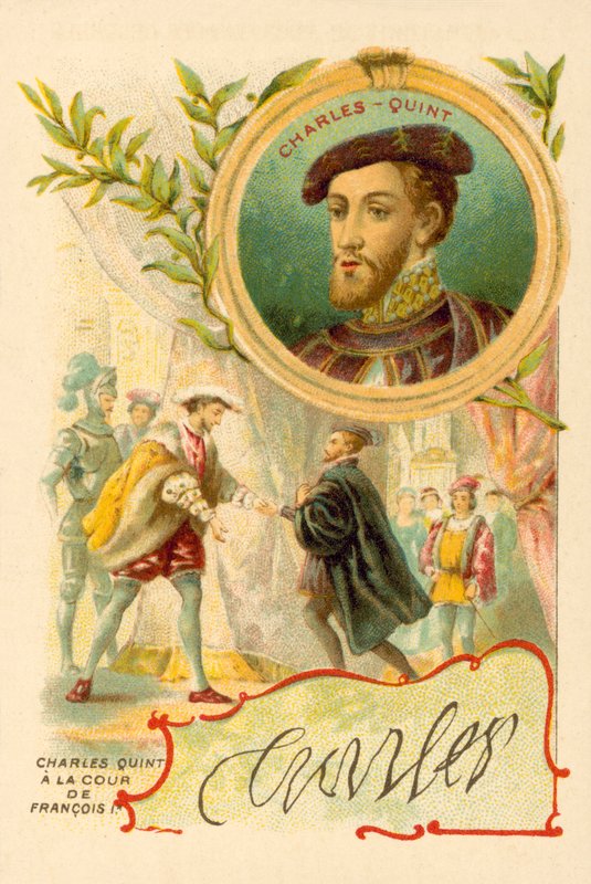 The Emperor Charles V at the court of Francis I of France (chromolitho) 作者 法语学校