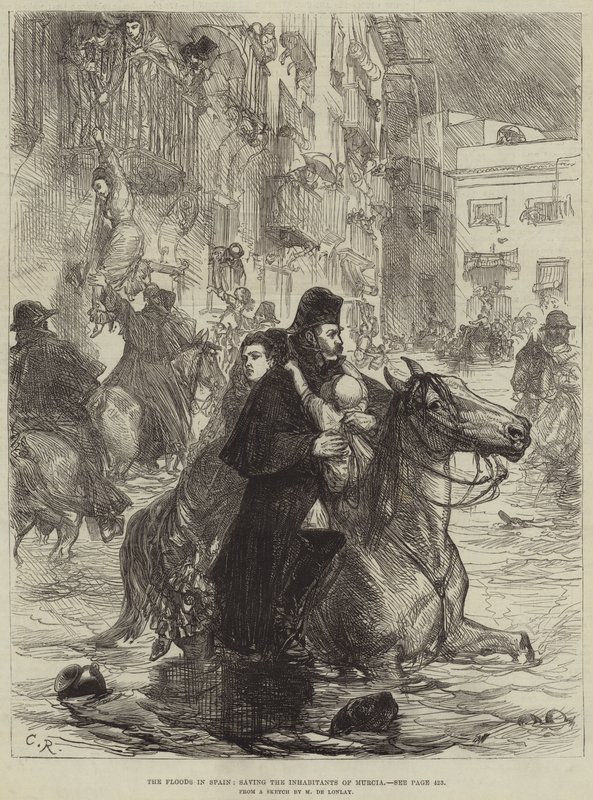 The Floods in Spain, saving the Inhabitants of Murcia (engraving) 作者 法语学校