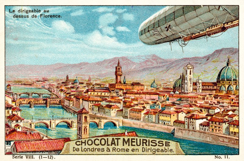 The airship above Florence (chromolitho) 作者 法语学校