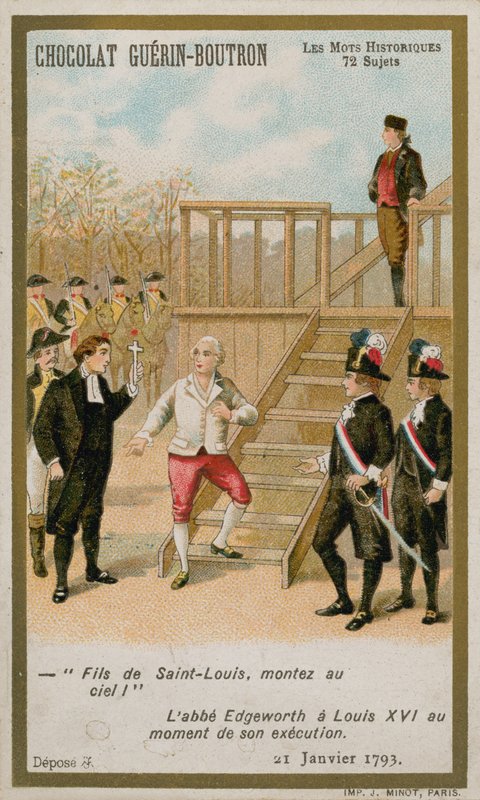 1793 年 1 月 21 日，法国国王路易十六被处决。（chromolitho） 作者 法语学校