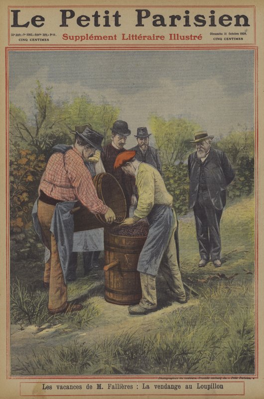 The holidays of President Fallieres of France: the grape harvest at his home in the village of Loupillon (colour litho) 作者 法语学校