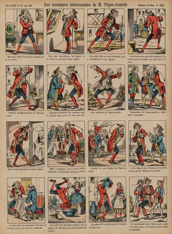 The interesting adventures of Monsieur Pique-Assiette (coloured engraving) 作者 法语学校