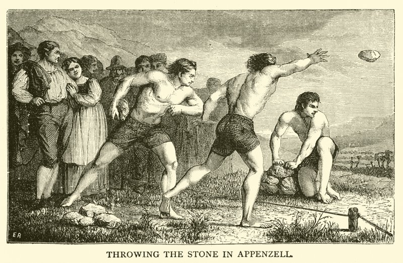 Throwing the Stone in Appenzell (engraving) 作者 法语学校