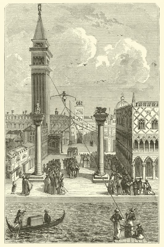 Tightrope walker at Venice (engraving) 作者 法语学校