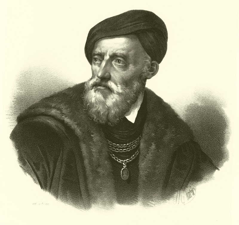 Tiziano Vecelli 或 Tiziano Vecellio，英文称为 Titian，肖像（雕刻） 作者 法语学校