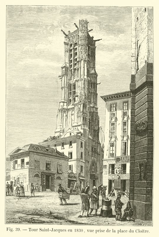 1830年游览圣雅克，从Place du Cloitre拍摄的景色 作者 法语学校