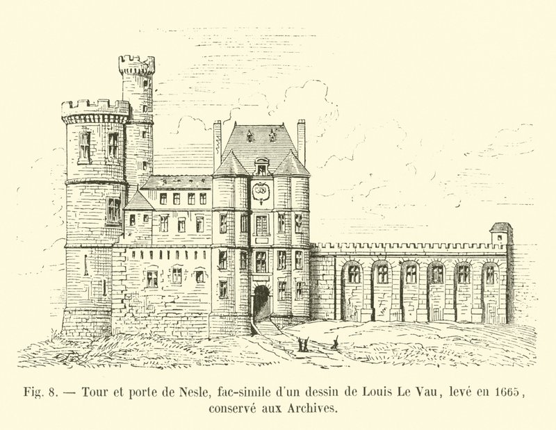 游览和Porte de Nesle，与1665年成立的Louis Le Vau画作相似，保存在档案馆中 作者 法语学校