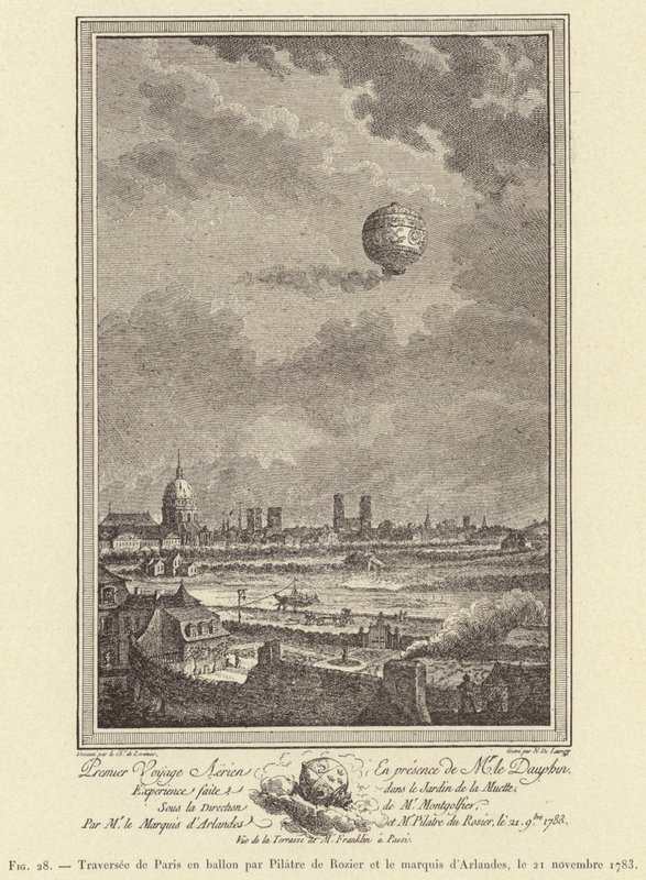 1783 年 11 月 21 日，Pilatre de Rozier 和 Marquis d