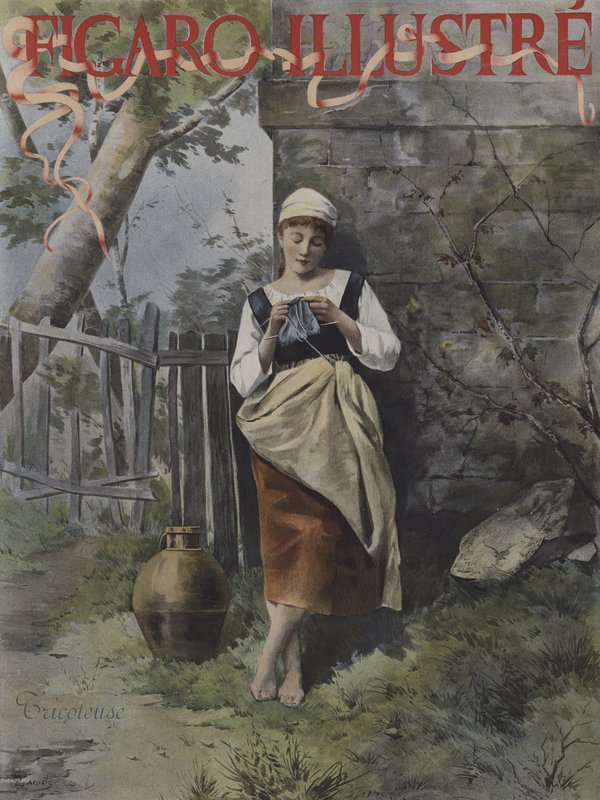 Tricoteuse (Knitter). Cover of Le Figaro Illustre, September 1896 (colour litho) 作者 法语学校
