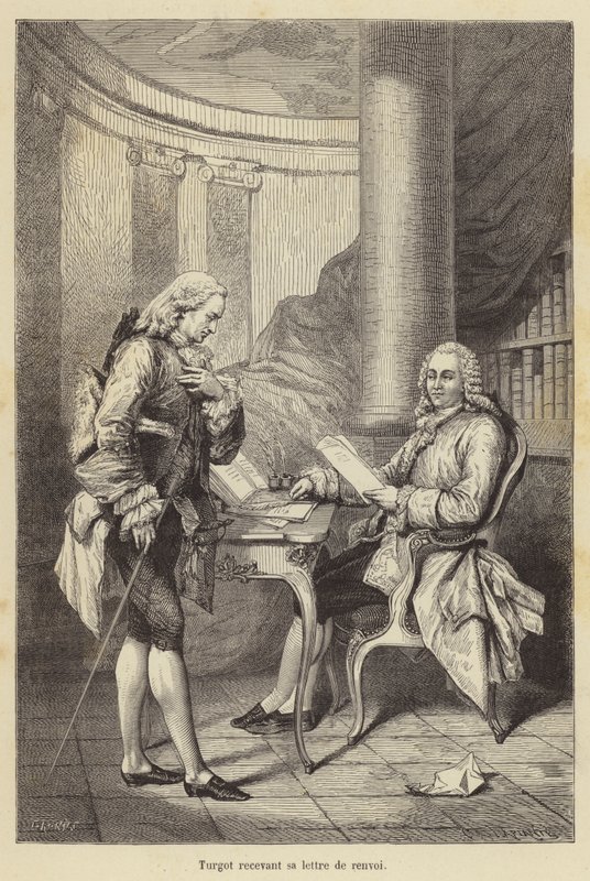 Turgot recevant sa lettre de renvoi (engraving) 作者 法语学校