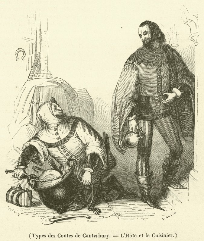 坎特伯雷咏叹调类型》、《旅馆与厨师》（雕刻） 作者 法语学校