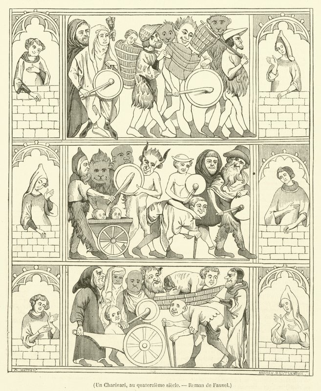 Un Charivari, au quatorzieme siecle, Roman de Fauvel（雕刻） 作者 法语学校