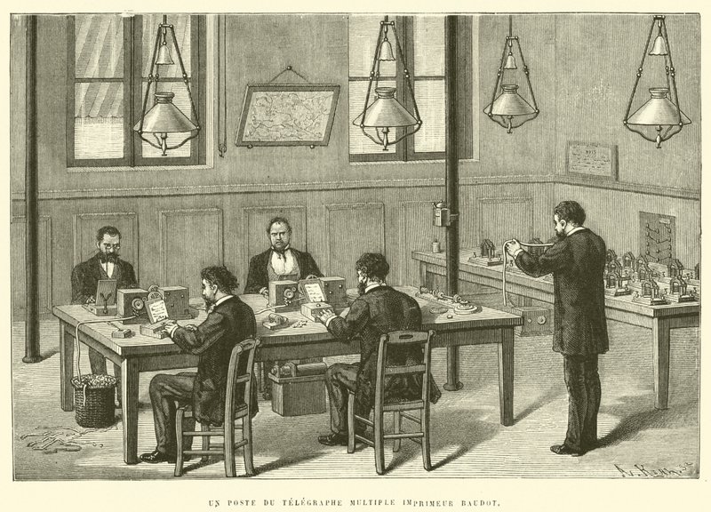 Un Poste du Telegraphe Multiple Imprimeur Baudot (engraving) 作者 法语学校