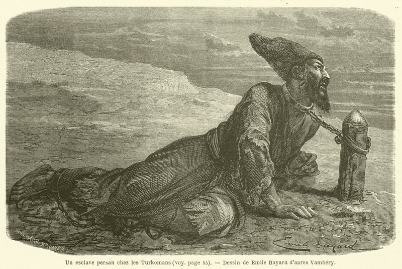 Un esclave persan chez les Turkomans (engraving) 作者 法语学校