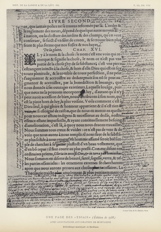 Une Page Des Essais, Edition de 1588, Avec Annotations Autographes De Montaigne (litho) 作者 法语学校