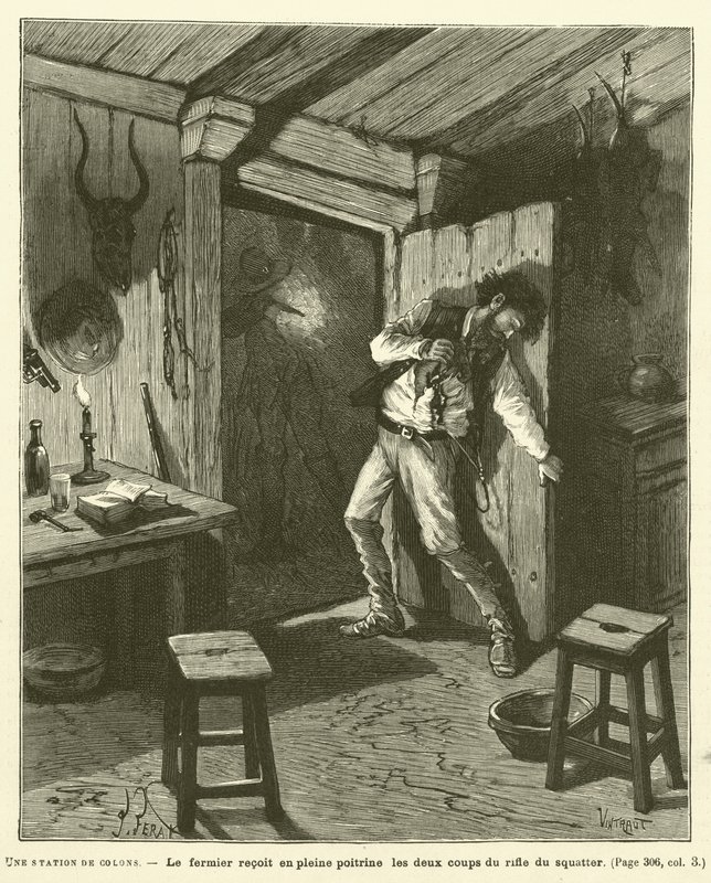 Une Station De Colons (engraving) 作者 法语学校