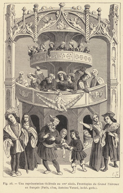 Une representation theatrale au XVIe siecle (engraving) 作者 法语学校
