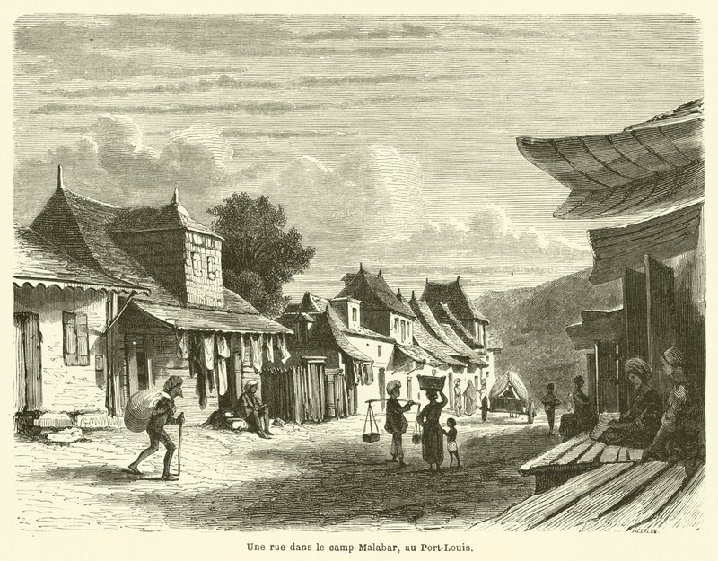 路易港马拉巴尔营地的一条街道（雕刻）。 作者 法语学校