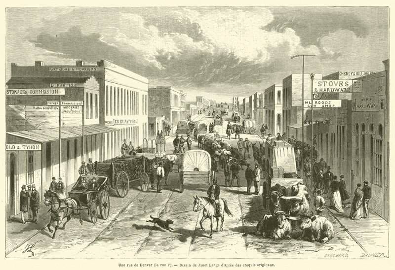 Une rue de Denver, la rue F (engraving) 作者 法语学校