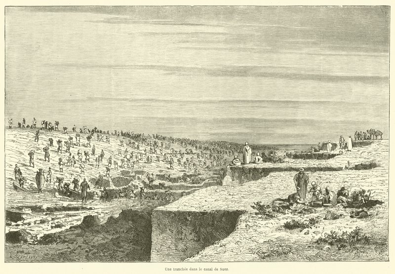 Une tranchee dans le canal de Suez (engraving) 作者 法语学校