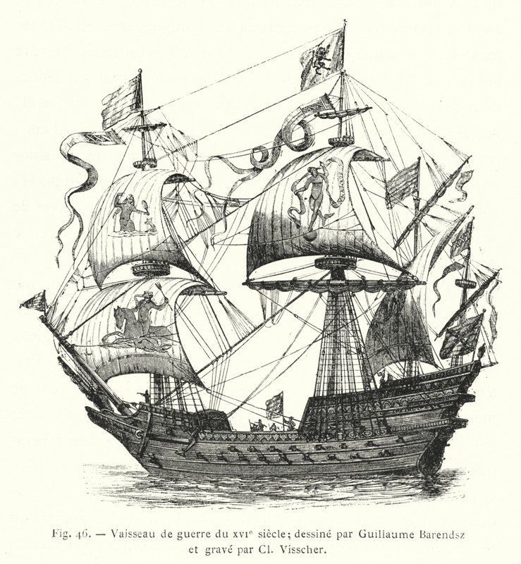 Vaisseau de guerre du XVIe siecle; dessine par Guillaume Barendsz et grave par Cl Visscher (engraving) 作者 法语学校