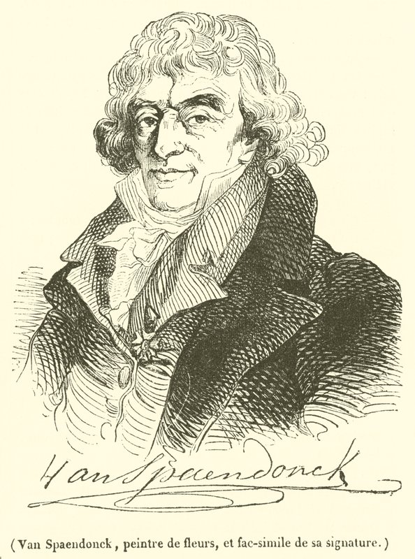 Van Spaendonck，花卉画家，以及他签名的传真件（雕刻） 作者 法语学校