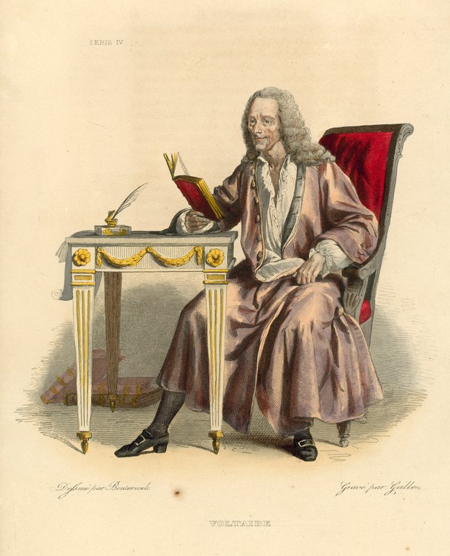 Voltaire (coloured engraving) 作者 法语学校