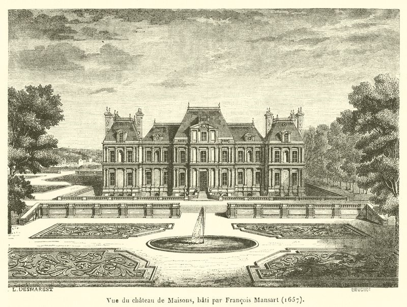 弗朗索瓦·曼萨尔 (Francois Mansart) 建造的梅松城堡 (Chateau de Maisons) 的景色 作者 法语学校