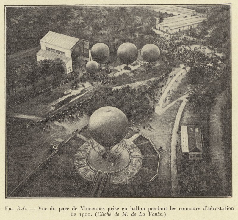 1900 年充气竞赛期间 Vincennes 公园的气球景观 作者 法语学校