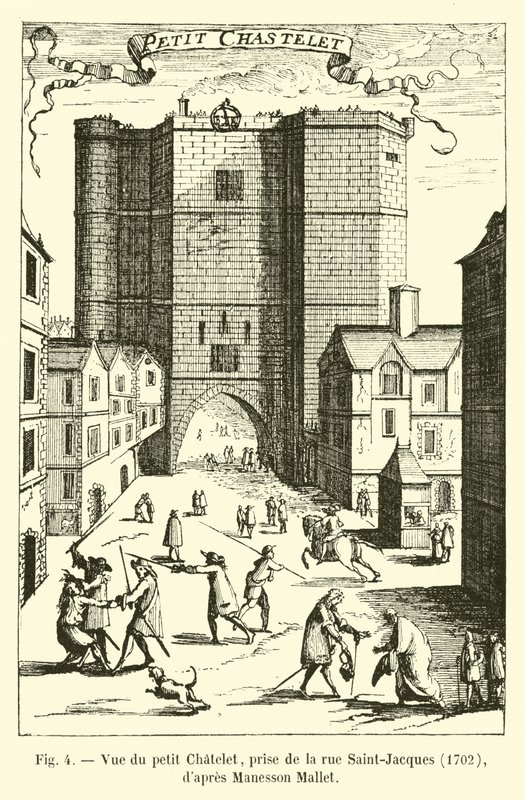 小Chatelet的看法，采取从rue Saint-Jacques，1702，Manesson Mallet 作者 法语学校