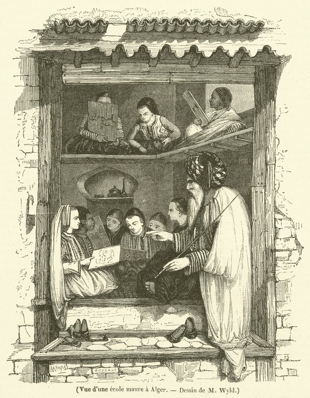 阿尔及尔的摩尔人学校景观（雕版画 作者 法语学校