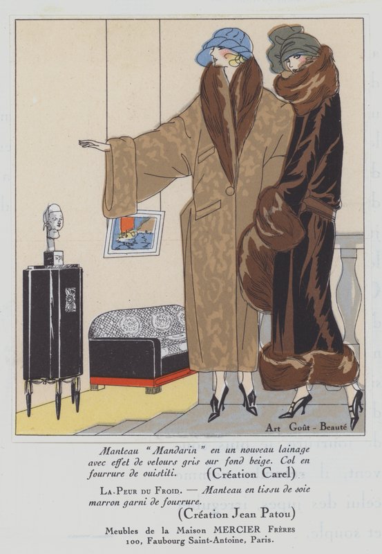 设计师 Carel 和 Jean Patou 设计的 20 世纪 20 年代女装（彩色石版印刷品） 作者 法语学校