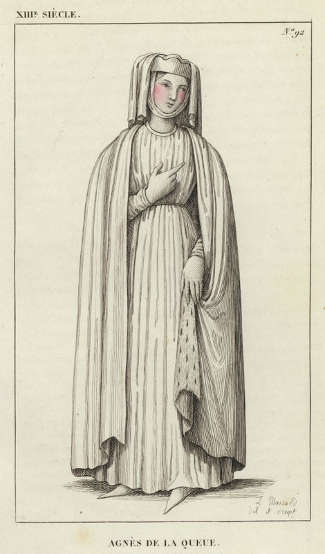 XIII Siecle，Agnes de la Queue（彩色雕刻） 作者 法语学校