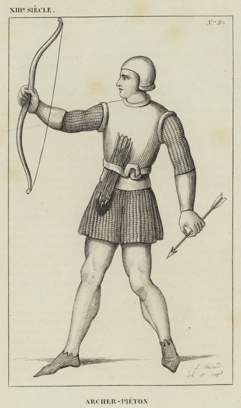 XIII Siecle, Archer-Pieton（雕刻）。 作者 法语学校