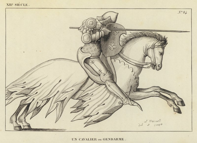 XII Siecle, Un Cavalier ou Gendarme (engraving) 作者 法语学校