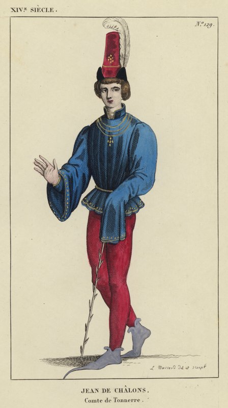 XIV Siecle，Jean de Chalons，Tonnerre 伯爵（彩色版画） 作者 法语学校