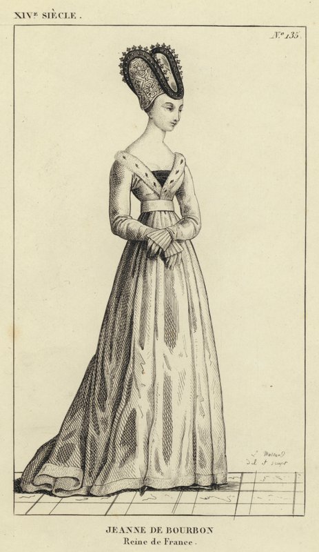 XIV Siecle, Jeanne de Bourbon, Reine de France (engraving) 作者 法语学校