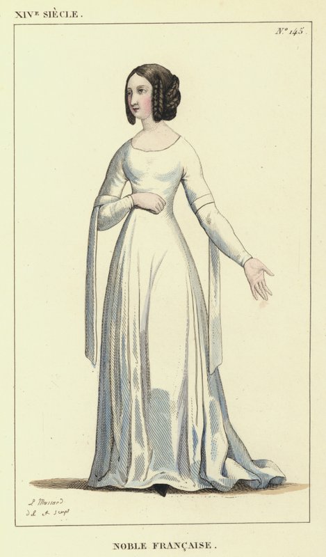 XIV Siecle, Noble Francaise (coloured engraving) 作者 法语学校