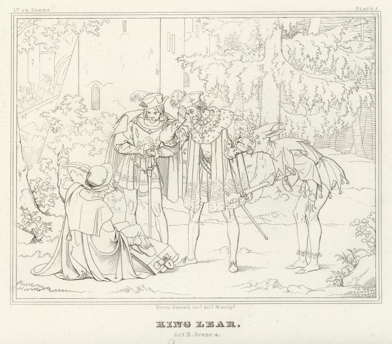 李尔王，第二幕，第四场（雕刻）。 作者 弗里德里希·奥古斯特·莫里茨·雷茨奇