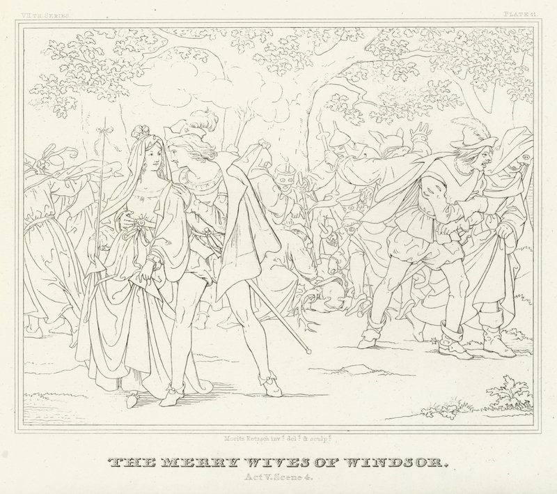 The Merry Wives of Windsor, Act V, Scene 4 (engraving) 作者 弗里德里希·奥古斯特·莫里茨·雷茨奇