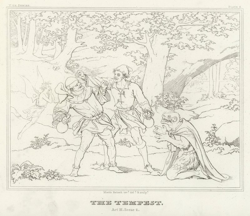 The Tempest, Act III, Scene 2 (engraving) 作者 弗里德里希·奥古斯特·莫里茨·雷茨奇