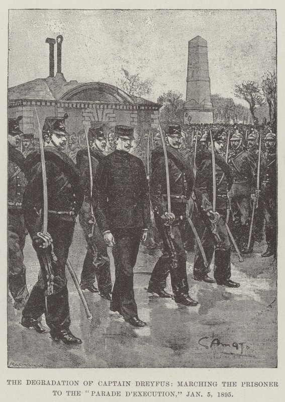 1895年1月5日，德雷福斯上尉的堕落，将囚犯游行到执行游行 作者 GS阿马托