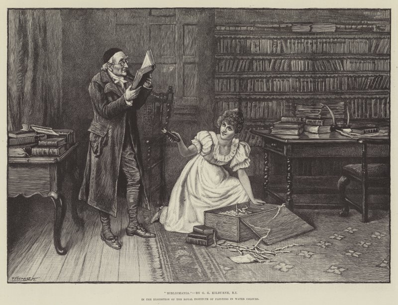 Bibliomania，在皇家水彩画家协会的展览 作者 乔治·古德温·基尔本
