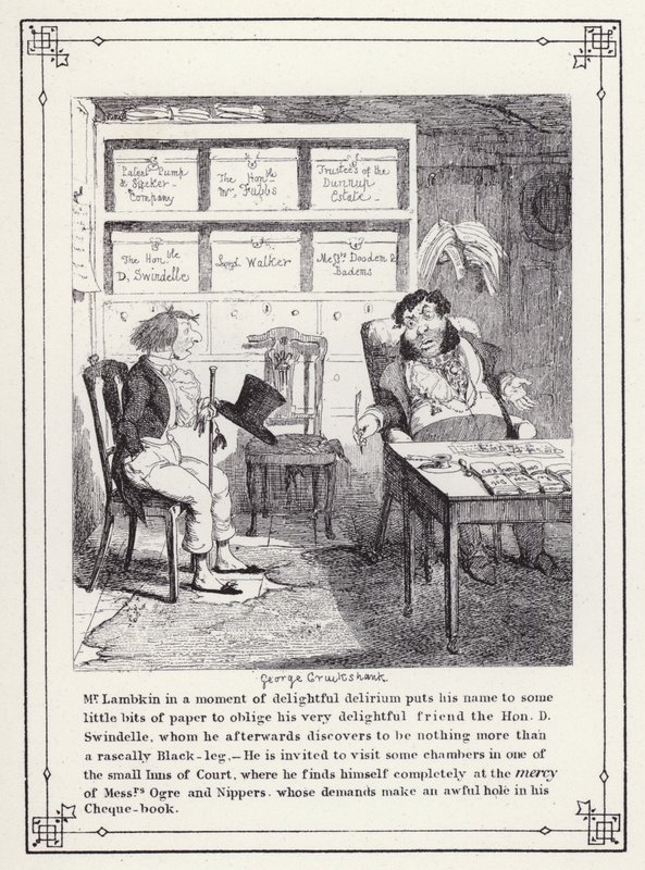 Illustration for The Bachelors Own Book, or The Progress of Mr Lambkin (Gent) (engraving) 作者 乔治·克鲁克申克