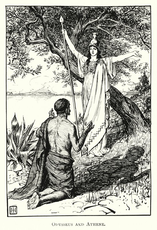 Odyssey: Odysseus and Athene (engraving) 作者 乔治·珀西·雅各布·胡德