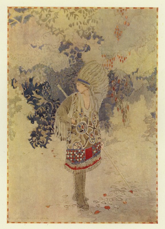 Glooskap 独自走在海边（彩色石版画） 作者 乔治·谢林汉姆