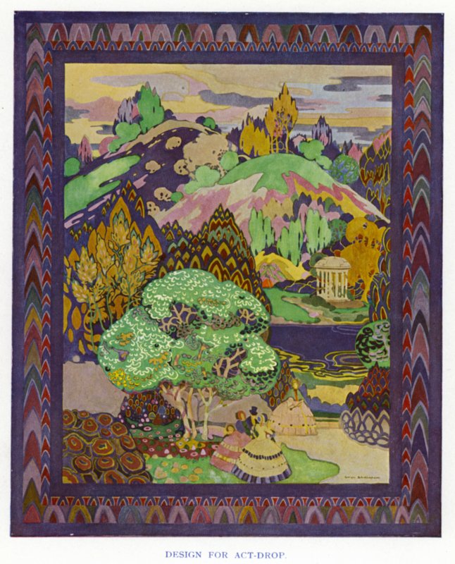 The Duenna by Sheridan: Design for Act-Drop (colour litho) 作者 乔治·谢林汉姆