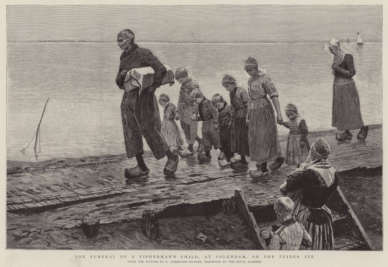 一个渔民的孩子，在Volendam，Zuider Ze的葬礼 作者 乔治·舍伍德·亨特