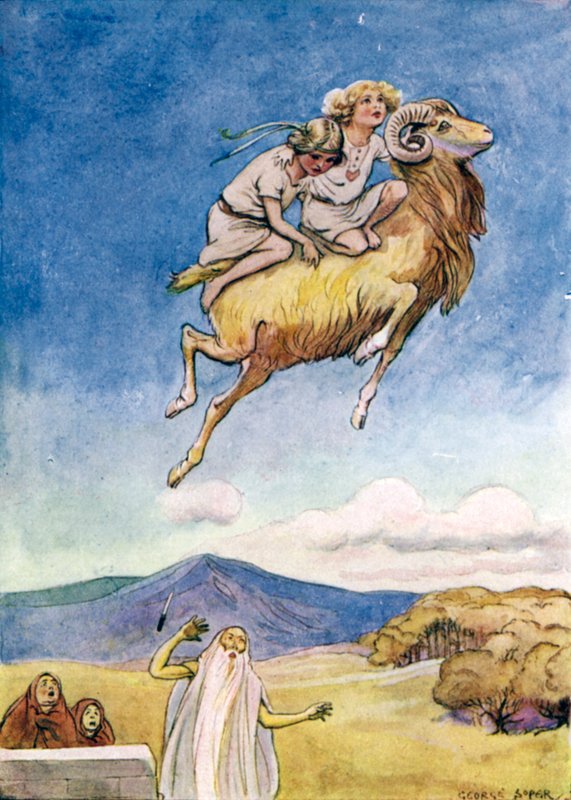 Jason and the Argonauts: "The Golden Ram took them on his back and vanished" (colour litho) 作者 乔治·索珀