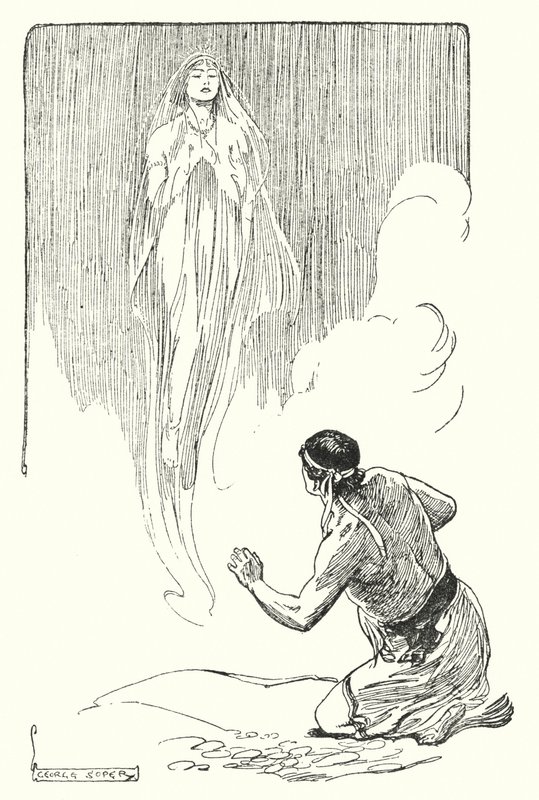 杰森和阿尔戈英雄：“她透过面纱俯视他”（石版画） 作者 乔治·索珀